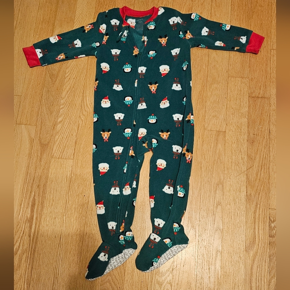 (2 for$15) Fleece holiday sleeper footies with grips, Santa, penguin